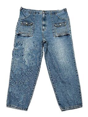 Vintage 90s Carpenter Utility Jeans Mens 44x30 DENIM EXPRESS Relaxed Hong Kong